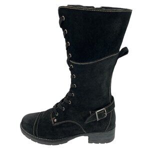 SoftMoc Black Lace-Up Zipper Women's Mid-Calf Boots with 1” Heels